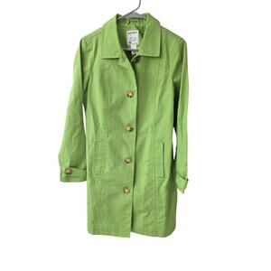 Old Navy Lime Green Belted Button Up Trench Coat - Medium